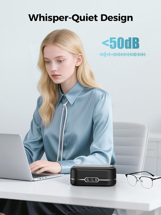 Ultrasonic Jewelry Cleaner, 48KHz Jewelry Ultrasonic Cleaner Machine for All Jewelry, Glasses, Rings, Retainers, Watch Strap, Dentures, 304 Stainless Steel 12oz Cleaning Pod - Black