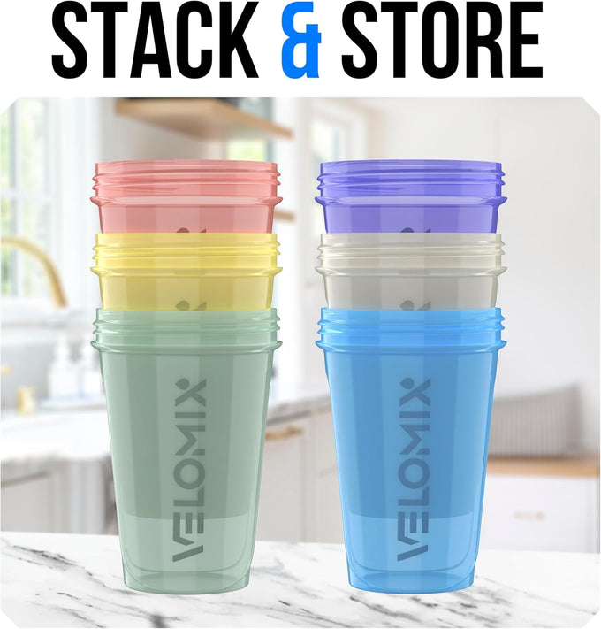 VELOMIX 20oz Protein Shaker Bottle, Leak-Proof, Dishwasher Safe