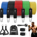 WHATAFIT Resistance Bands Set - 5 Levels, Handles, Straps, Anchor for Home Gym