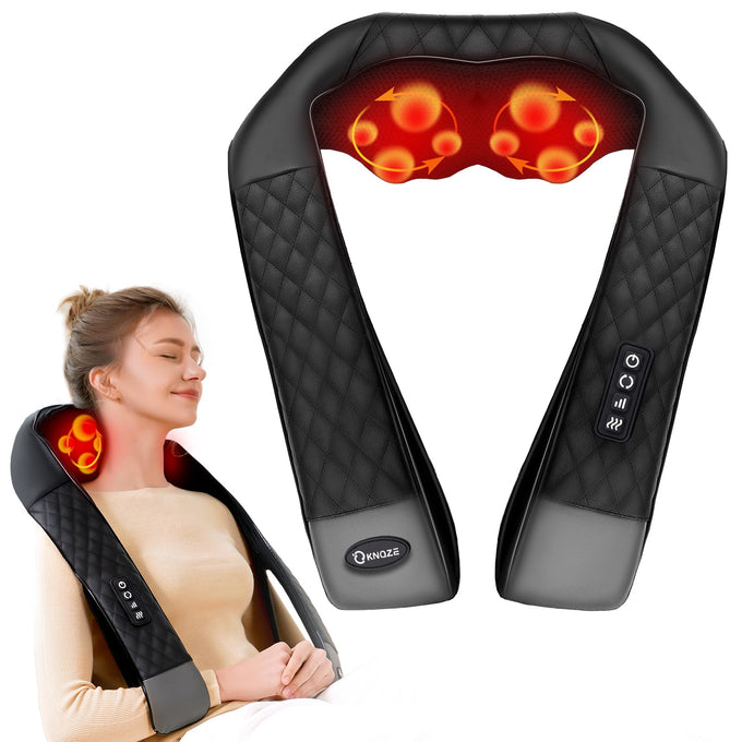 Shiatsu Neck & Back Massager with Heat – 4D Deep Tissue Kneading Massage Pillow for Shoulders, Legs & Full Body (Plug-In Design)