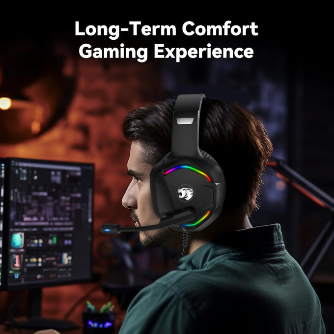 IMYB A36 Gaming Headset with Microphone for Pc, Xbox One Series X/s, Ps4, Ps5, Switch, Stereo Wired Noise Cancelling Over-Ear Headphones with Mic for Computer, Laptop, Mac, Nintendo, Gamer (Blue)