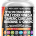 Clean Nutraceuticals Ceylon Cinnamon Capsules with Berberine Turmeric and Apple Cider Vinegar Supplement