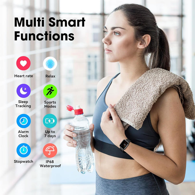 LIVIKEY Fitness Tracker Watch with Heart Rate Monitor, Activity Tracker with Pedometer, Sleep Monitor, Calories & Step Counter, IP68 Waterproof Smart Watches for Women Men Fitness Watch for Sports