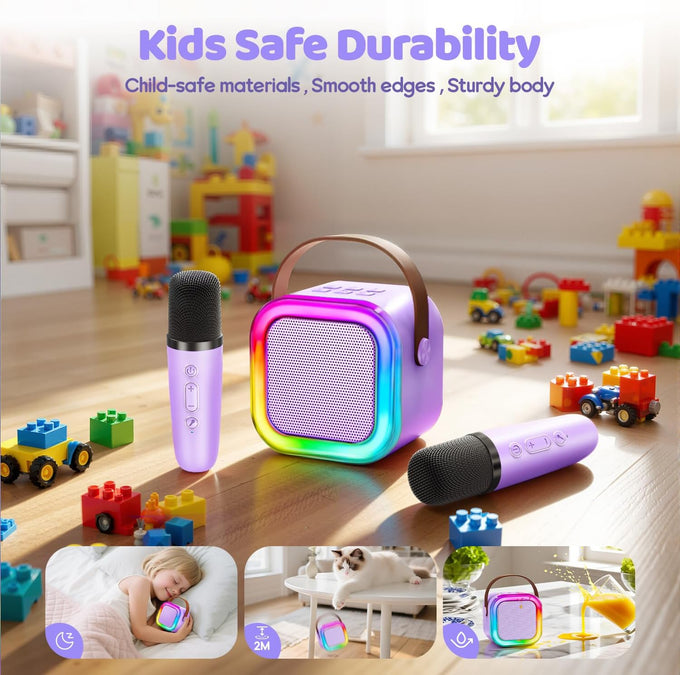 IROO Mini Karaoke Machine for Kids, 2026 TOP Toys Birthday Gifts Ideas for Girls Ages 4, 5, 6, 7, 8, 9, 10, 12+ Years Old, Portable MP3 Player with 2 Wireless Mics for Party