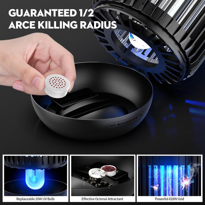 Bug Zapper Outdoor Indoor, Mosquito Zapper, Electric Fly Traps IPX4 Waterproof 20W Lamp Fly Insects Traps for Patio, Garage, Backyard, Porch