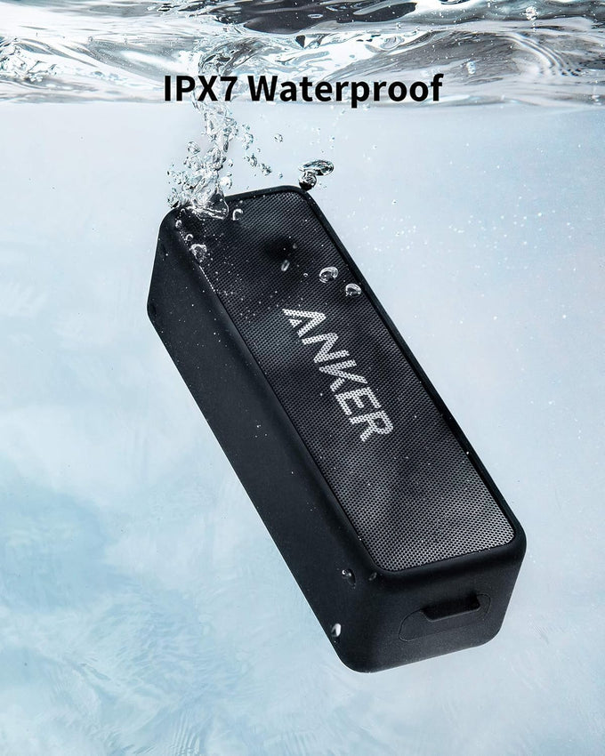 Anker Soundcore 2 Portable Bluetooth Speaker with Stereo Sound, Bluetooth 5, Bassup, IPX7 Waterproof, 24-Hour Playtime, Wireless, Speaker for Home, Outdoors, Travel