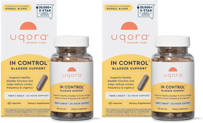 Uqora In Control Bladder Support - Daily Bladder Care & Support for Urinary Comfort - Made with botanicals, Like Horsetail & Spicebush - Gluten-Free & Vegetarian - 60 Capsules