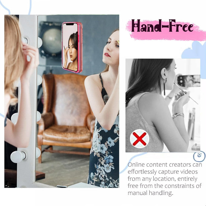 LvShuLiangPin Anteel Silicone Suction Phone Case Mount, Silicon Adhesive Phone Accessory for Smartphones, Hands-Free Mirror Shower Phone Holder for Selfies, Tiktok Videos (White)