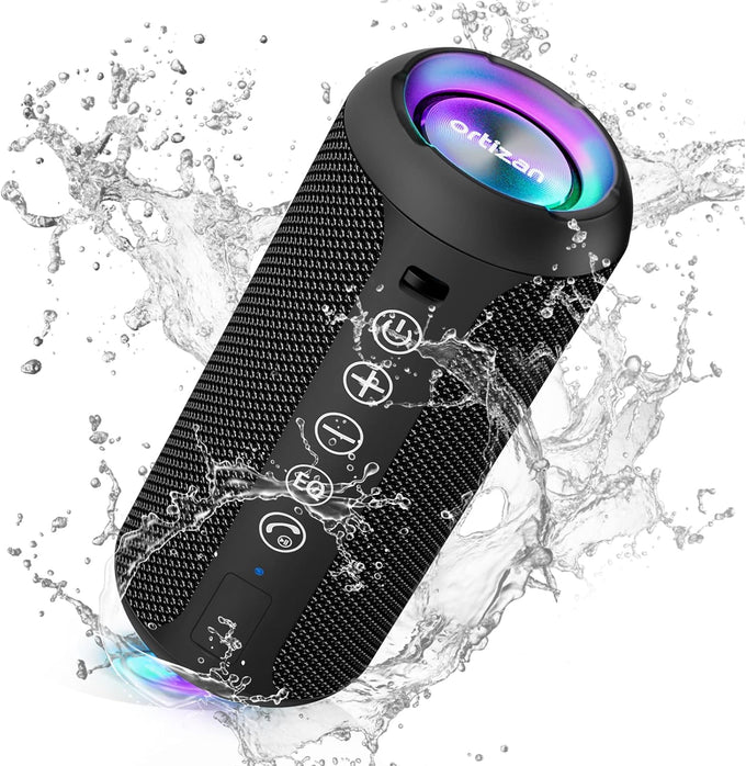 Ortizan Portable Bluetooth Speaker (1nd Gen), IPX7 Waterproof, Wireless, Big Sound and Deep Bass, TWS Pairing, 30Hrs of Playtime, Valentines Day Gifts for Him, Birthday Gifts for Men Women - Black