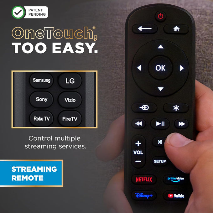 UltraPro OneTouch Universal Remote Control for Samsung TV, LG Universal Remote Control for Smart TV, Roku Remote Replacement, Vizio, Sony, Backlit, Black, 83758