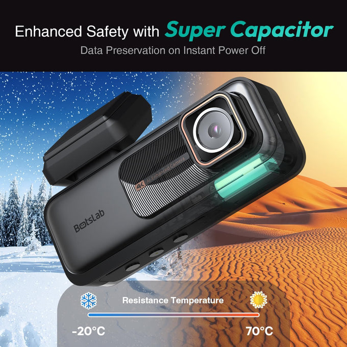 BOTSLAB 4K Dash Cam Front and Rear, 170° Ultra Wide 4K+2K Dashcam with ADAS, Night Vision, 24/7 Parking Mode, Sony STARVIS Sensor, WDR, Free 64GB SD Card, 5.8GHz WiFi, Built-in GPS, Loop Recording