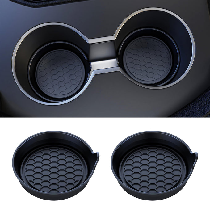 Amooca Car Cup Coaster Universal Automotive Waterproof Non-Slip Cup Holders Sift-Proof Spill Holder Car Interior Accessories 2 Pack Black