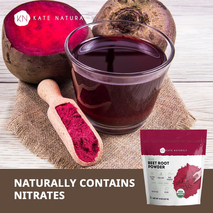 Kate Naturals Organic Beet Root Powder for Smoothies, Baking & Juice. Raw Beetroot Superfood & Natural Red Food Coloring (8oz, Non-GMO, Earthy Flavor)