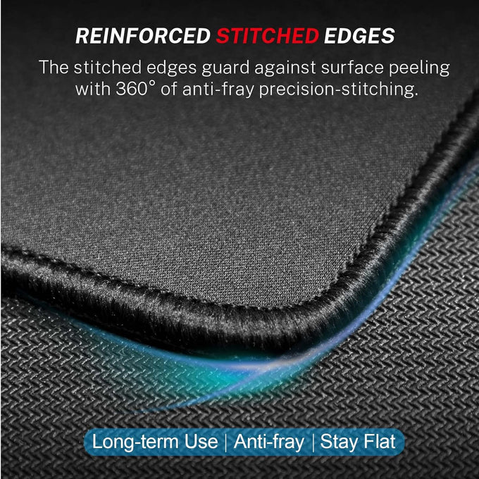 MROCO Mouse Pad [30% Larger] with Anti-Fray Stitched Edges, Premium-Textured Waterproof Surface, Non-Slip Rubber Base, Computer & Gaming Mouse Mat for Laptop, Office & Home, 8.5 x 11 in, Black