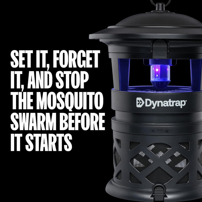Dynatrap DT1130SR 1/2 Acre Mosquito & Flying Insect Outdoor Trap and Killer – Kills Mosquitoes, Flies, Wasps, Gnats, & Other Flying Insects - Bug Zapper Alternative – Black