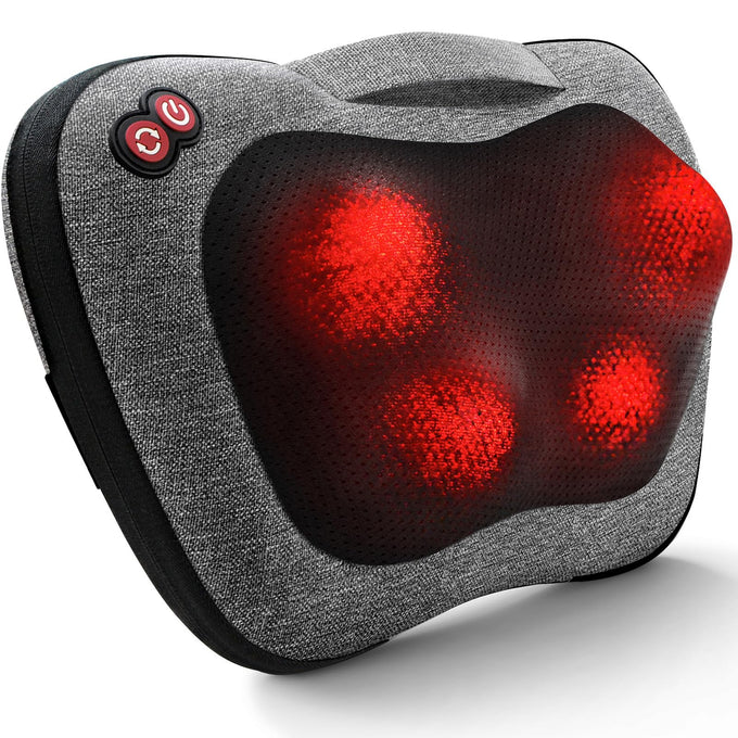 VIKTOR JURGEN Shiatsu Back & Neck Massager with Heat – 3D Deep-Kneading Massage Pillow for Full Body Relaxation (Home, Office & Car Use, Gift for Men & Women)