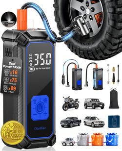 OlarHike Cordless Tire Inflator Portable Air Compressor, 150PSI Dual Power - 5400 mAh & 12V DC, Air Pump for Car Tires, Bike, Motorcycle, Bicycle, Electric Pump with LED Light & Digital Pressure Gauge