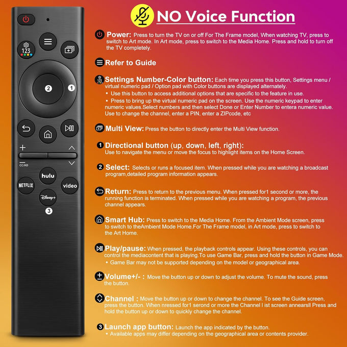 Replacement-for-Samsung-Smart-TV Remote-Control-Universal Compatible with Samsung Frame Curved QLED Crystal UHD TVs