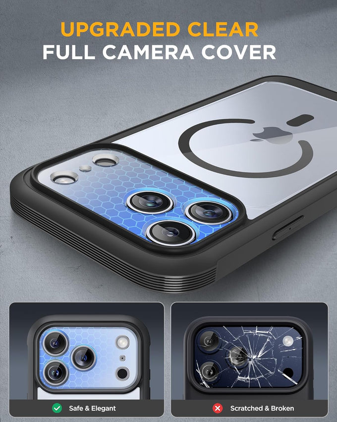 Miracase for iPhone 17 Pro Case 6.3", Full-Body Bumper Military Drop Protection Outdoor Phone Case with Built-in Glass Screen & Full Camera Protector,Camera Control,Compatible with MagSafe,Black