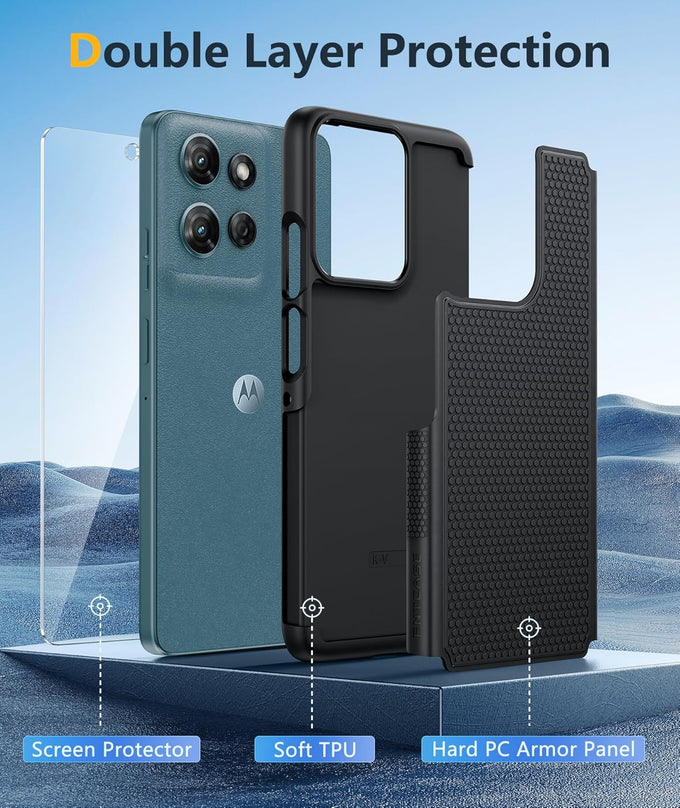FNTCASE for Moto G 2026/2025 Case: Moto G Play 2026/Moto G Power 2025 Case Dual Layer Military Protective Heavy Duty Cell Phone Cover with Screen Protector Shockproof Rugged Non Slip Textured (Black)