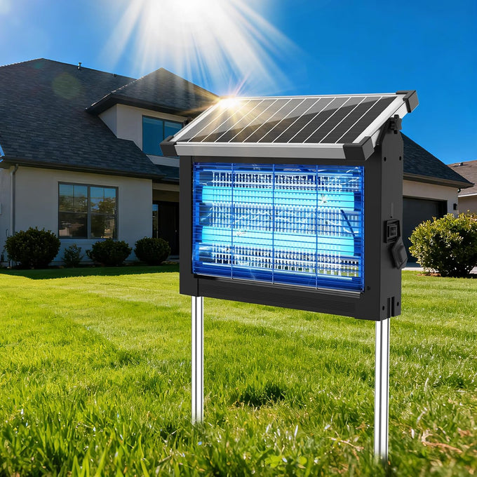 Solar Bug Zapper Outdoor, Mosquito Zapper Waterproof Electric Fly Zapper Rechargeable Mosquito Killer Lamp with 10W Solar Panel, 4500V Cordless Fly Trap for Backyard, Patio, Garden, RV, Camping