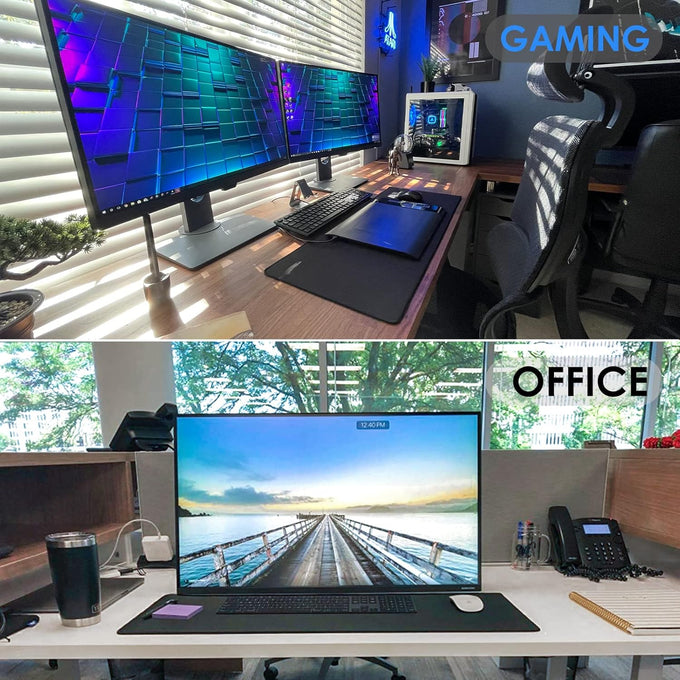 KTRIO Large Gaming Mouse Pad Desk Mat, Superior Micro-Weave Cloth for Precise Mouse Control, Non-Slip Rubber Base, Stitched Edges, Water-Resistant, for Gamer, Office & Home, 31.5" x 11.8" inches