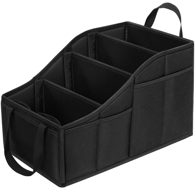YOHOOLYO Car Seat Organizer Backseat Car Organizer with 4 Compartments, 4 Cup Holders and 7 Mesh Pockets for Front and Rear Seat, Black