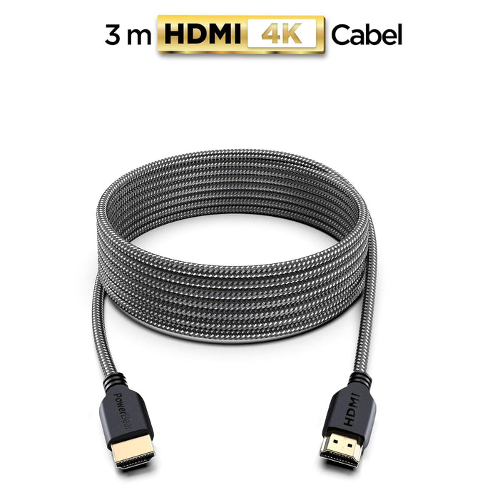 PowerBear 4K HDMI Cable 10 ft | High Speed Hdmi Cables, Braided Nylon & Gold Connectors, 4K @ 60Hz, Ultra HD, 2K, 1080P, ARC & CL3 Rated | for Laptop, Monitor, PS5, PS4, Xbox One, Fire TV, & More