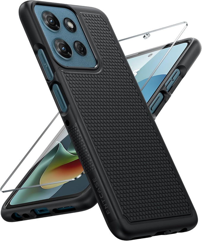 FNTCASE for Moto G 2026/2025 Case: Moto G Play 2026/Moto G Power 2025 Case Dual Layer Military Protective Heavy Duty Cell Phone Cover with Screen Protector Shockproof Rugged Non Slip Textured (Black)