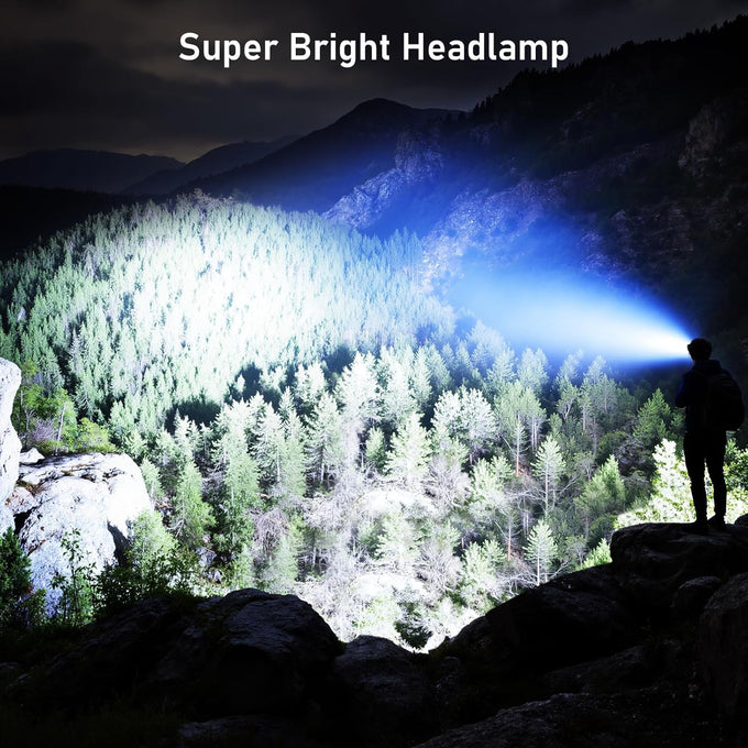 Blukar LED Headlamp Rechargeable,2000L Super Bright Headlight with Motion Sensor -Dimmable Brightness,8 Modes,Spotlight&Floodlight&Red Light Combination,IPX5 Waterproof for Hiking,Camping - 2 Pack
