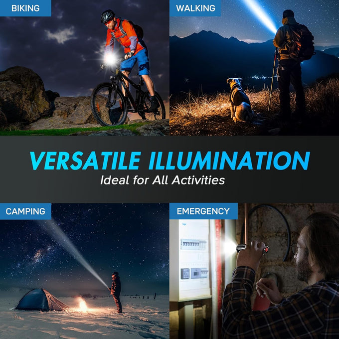 WdtPro LED Flashlight High Lumens SR2000 Pro, 2 Pack Brighter Tactical Flashlights with 5 Modes & Zoomable, Powerful Mini Flash Light for Emergency, Camping, Hiking (Black)