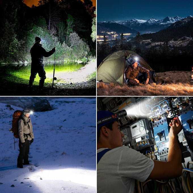 Rechargeable Headlamp 2Pack, 99000 Lumens Super Bright LED Head Lamp with 3 Modes, 90° Adjustable Head Lights for Forehead, 45H Long Runtime & IPX6 Waterproof HeadLamps for Camping Hunting Hiking