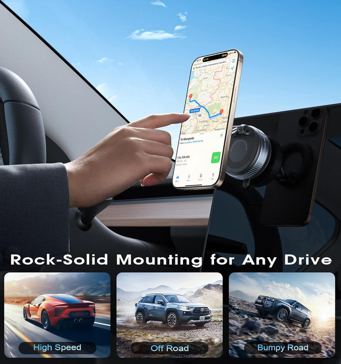 REOKILY 2026 Upgraded Vacuum Magnetic Car Phone Holder 360° Reinforced 96LBS Ultra Suction Cup Phone Mount for MagSafe Cell Phone Holders for Your Car/Gym/Mirror Mount for iPhone & Android