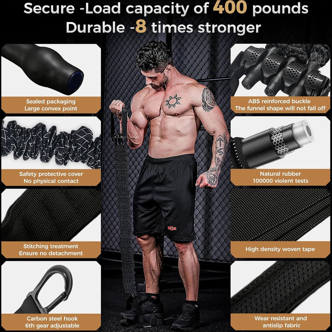 Innstar Heavy Duty Pull Up Assist Bands - Adjustable Resistance 165-265lbs with Fabric Feet/Knee Rest