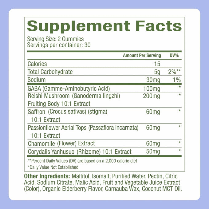 Plant People WonderSleep Mushroom Gummies Supplement for Sleep, No Melatonin Sleep Gummies with Reishi Mushroom, Saffron & Chamomile, Wild Elderberry Flavor, Sugar-Free (60 Count)