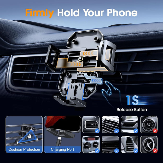 SUUSON 3 in 1 Phone Holders for Your Car, Car Phone Holder Mount [Strongest Suction] 360° Adjustable Cell Phone Holders for Car Phone Stand Car Mount for iPhone, Samsung, Google, More Smartphones