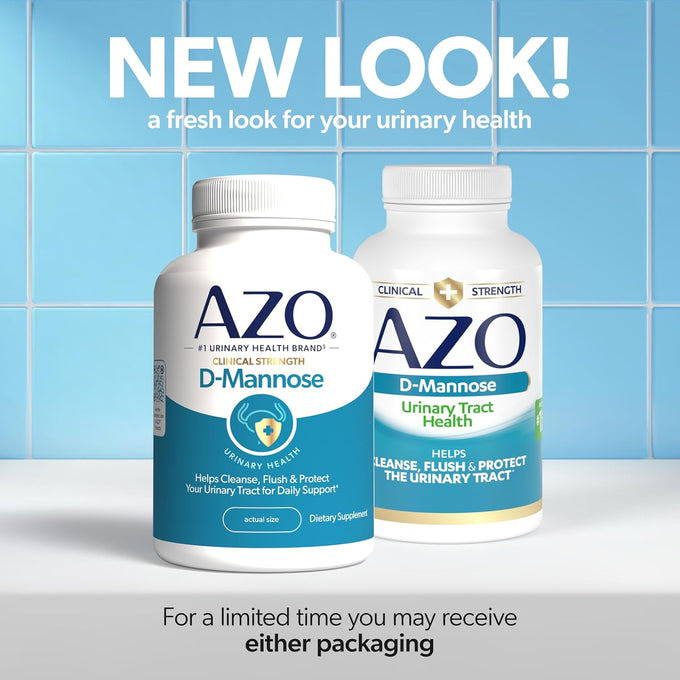 AZO D Mannose Urinary Tract Health, Cleanse, Flush & Protect The Urinary Tract, No.1 Pharmacist Recommended Brand, Clinical Strength, Non-GMO, 120 Count