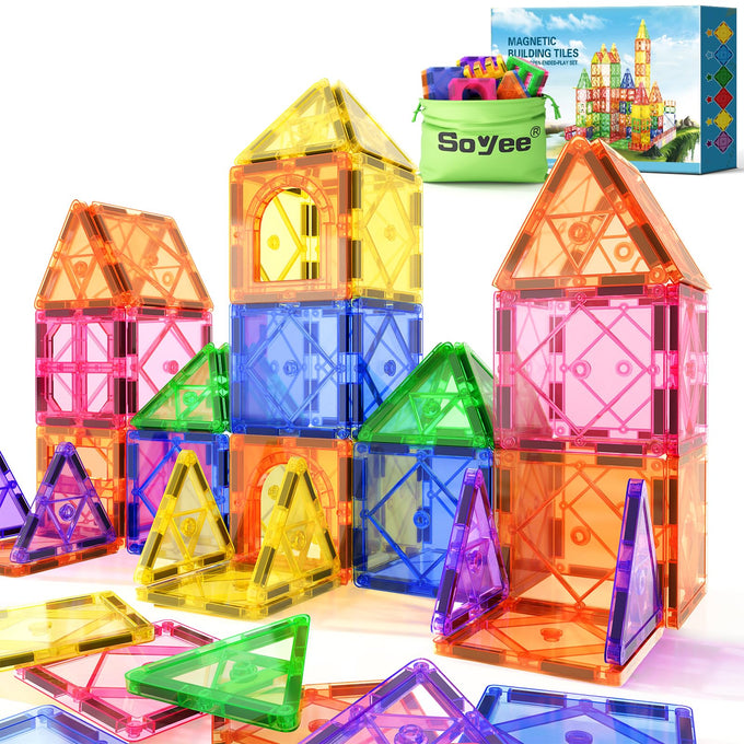 Soyee Magnetic Tiles Toddler Toys Magnetic Building Blocks for Kids Ages 3-12 STEM Educational Toys for Girls & Boys Sensory Toys for Kids with Autism Classroom Must Haves