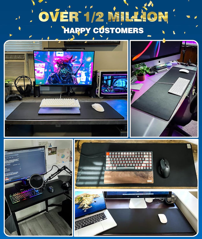 KTRIO Large Gaming Mouse Pad Desk Mat, Superior Micro-Weave Cloth for Precise Mouse Control, Non-Slip Rubber Base, Stitched Edges, Water-Resistant, for Gamer, Office & Home, 31.5" x 11.8" inches
