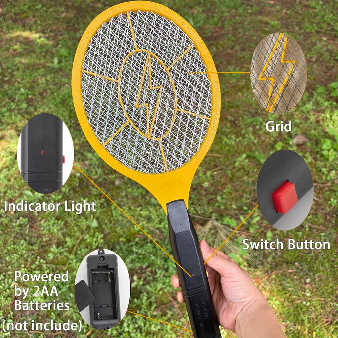 2 Pack Electric Fly Swatter, Handheld Bug Zapper Racket for Outdoor & Indoor, Mosquito Zapper Racket Battery Powered Tennis Mosquito Rackets for Insect