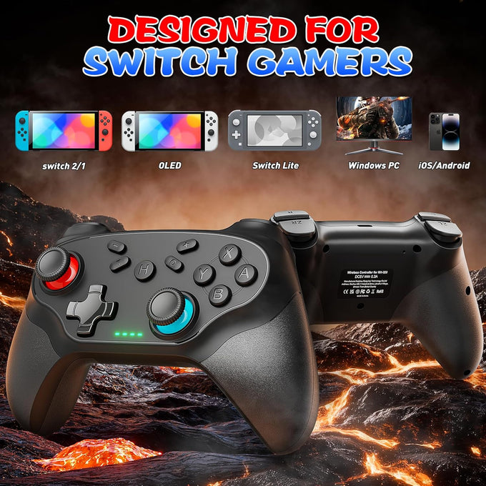 Nonbliep 2 Pack Wireless Controller for Nintendo Switch 2/1 Lite/OLED and PC, with Bluetooth, Turbo, Gyro Axis, Dual Vibration, and Screenshot, Compatible with Steam and Switch 2/1