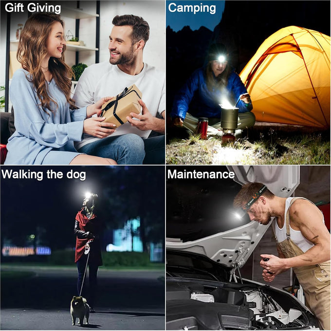 Rechargeable Headlamp Flashlight 2-Pack, 8 LED 2500 Lumen Ultra-Light Bright Headlight, Waterproof Lightweight Head Lamp for Adult Kid, Headlamps for Outdoor Camping Running Fishing