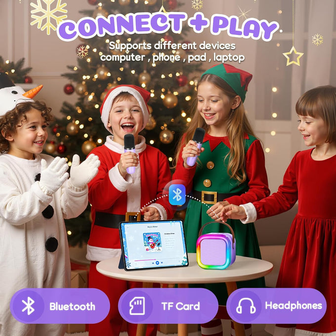 IROO Mini Karaoke Machine for Kids, 2026 TOP Toys Birthday Gifts Ideas for Girls Ages 4, 5, 6, 7, 8, 9, 10, 12+ Years Old, Portable MP3 Player with 2 Wireless Mics for Party