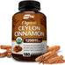 NutriFlair Organic Ceylon Cinnamon Supplement 1200mg, 120 Capsules - USDA Certified - Non-GMO, Gluten Free Powder, Antioxidant Pills