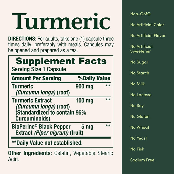 Nature's Bounty Turmeric with Black Pepper Extract, Supports Antioxidant Health, 1000mg, 60 Capsules