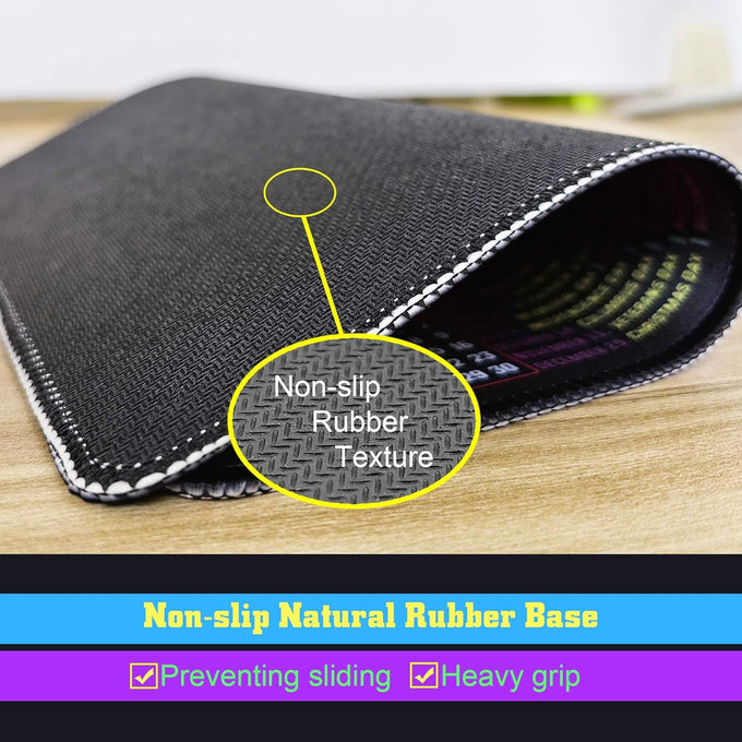 Mouse Pad with Stitched Edge, Computer Mouse Mat with Non-Slip Rubber Base, Mouse Pads for Computers Laptop Mouse 9.6x7.9x0.1 inch, (2026 Calendar Black)