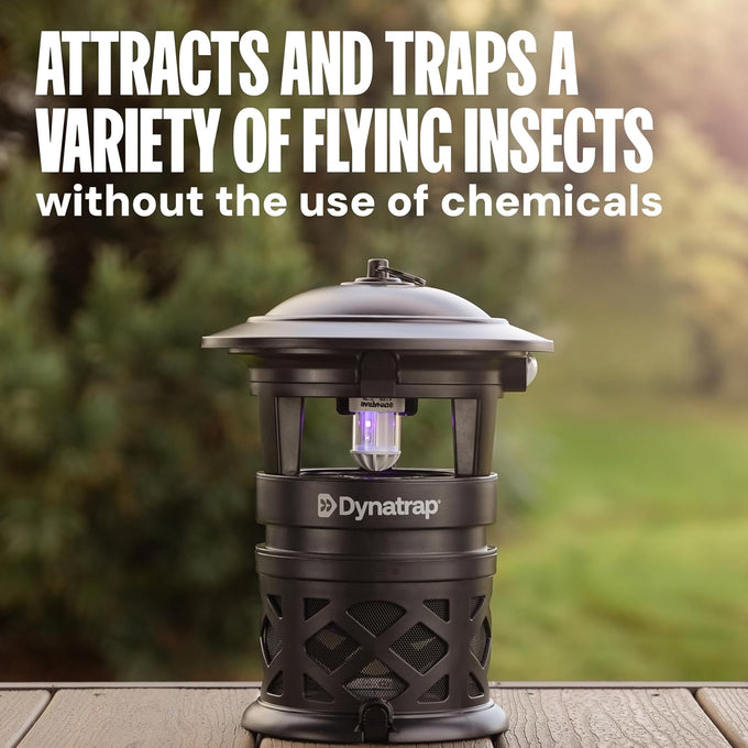 Dynatrap DT1130SR 1/2 Acre Mosquito & Flying Insect Outdoor Trap and Killer – Kills Mosquitoes, Flies, Wasps, Gnats, & Other Flying Insects - Bug Zapper Alternative – Black
