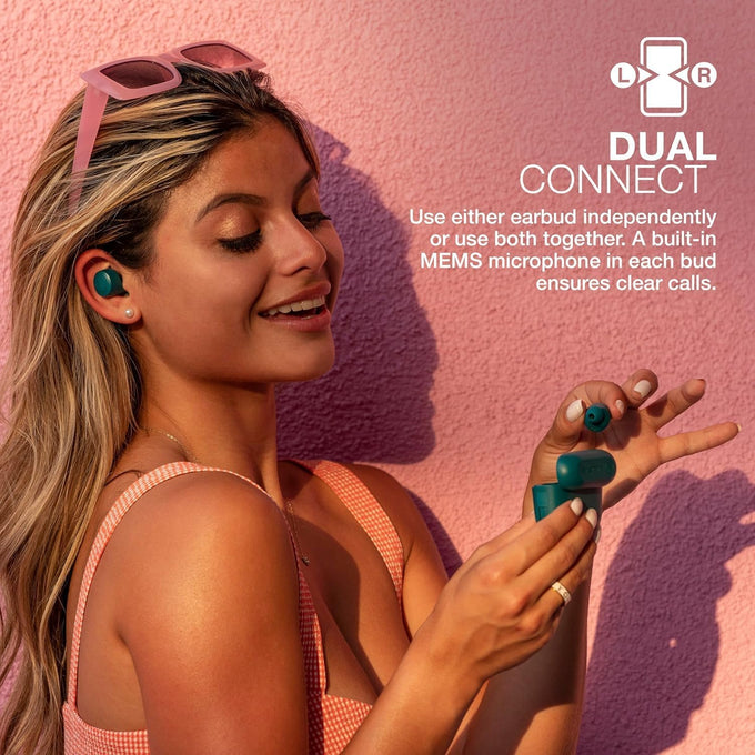 JLab Go Air Pop+ True Wireless Earbuds, in Ear Headphones, Bluetooth Earphones, 35H Playtime Ear Buds, Bluetooth Earbuds with Microphone, USB-C Charging Case, Dual Connect, EQ3 Sound, Teal