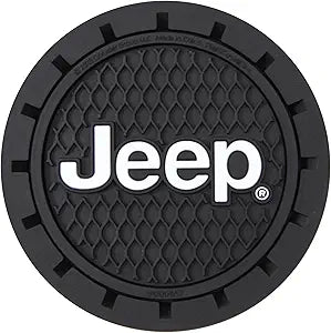 Plasticolor 000652R01 Jeep Logo Auto Car Truck SUV Cup Holder Coaster 2-Pack , Black