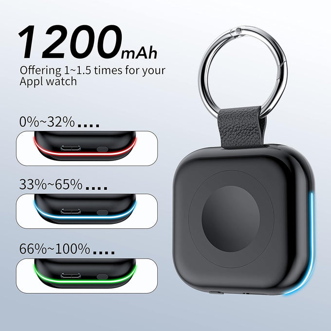 HUOTO Portable Charger for Apple Watch,Wireless Magnetic iWatch Charger 1200mAh Power Bank Travel Keychain Accessories Smart Chargers for Apple Watch Series 11/10/9/8/7/6/SE/5/4/3/2/1/UItra/UItra 2